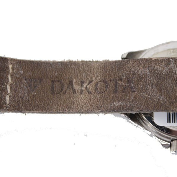 Dakota Watch Brown Silver Tone Round Adjustable Genuine Leather Wrist Watch