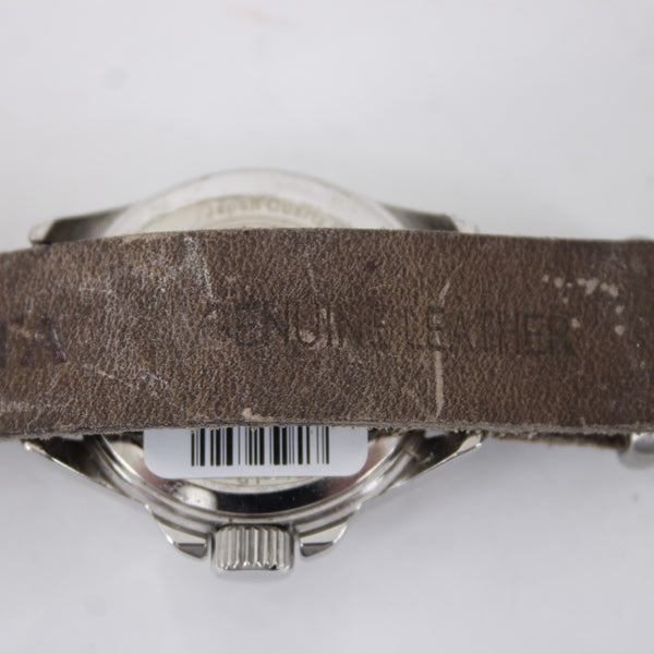 Dakota Watch Brown Silver Tone Round Adjustable Genuine Leather Wrist Watch