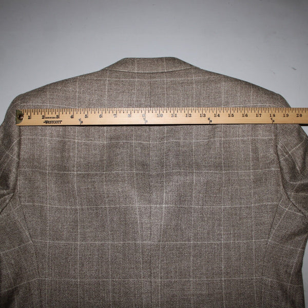 Saks Fifth Avenue Sz 40 Light Brown White Lined Three Button Wool Linen Jacket