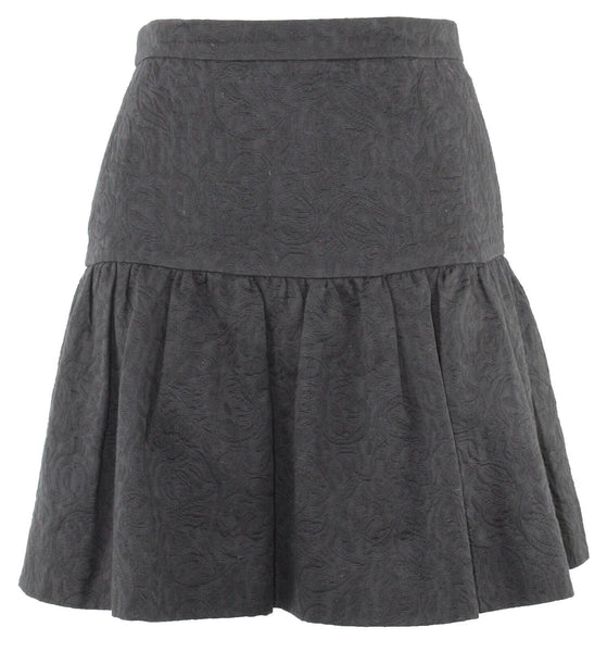 J Crew NEW $79 4 Black Embroidered Cotton Poly Blend Lined Skirt