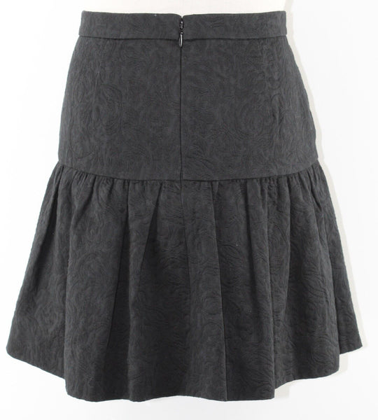 J Crew NEW $79 4 Black Embroidered Cotton Poly Blend Lined Skirt