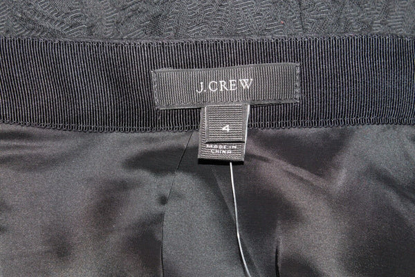 J Crew NEW $79 4 Black Embroidered Cotton Poly Blend Lined Skirt