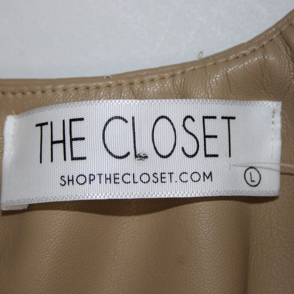 The Closet Top NEW $68 Camel Tan Crop Faux Leather Alginate Rayon Top