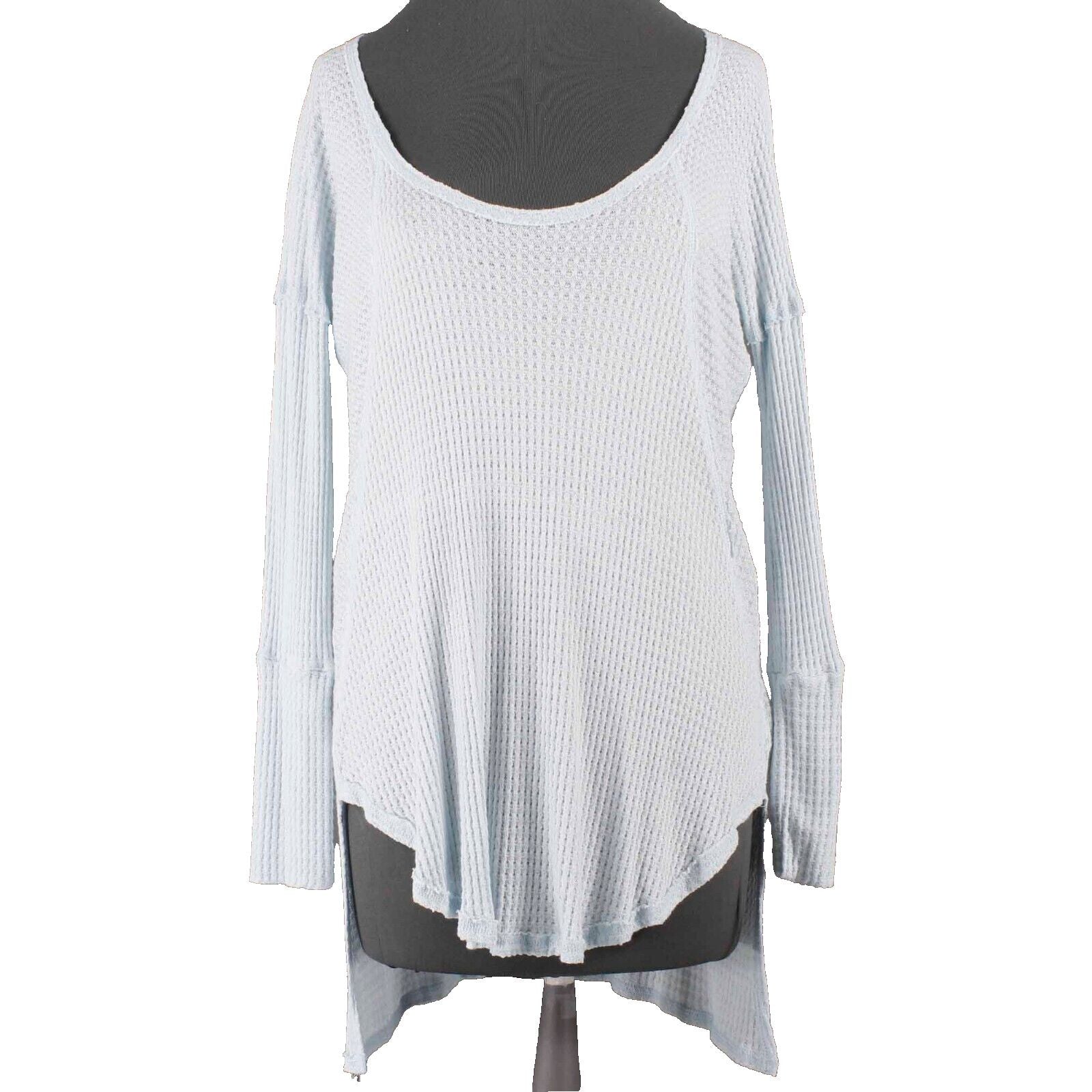 Jolie NEW $30 Sz M Light Blue Soft Waffle Hi Lo Scoop Rayon Blend Knit Top