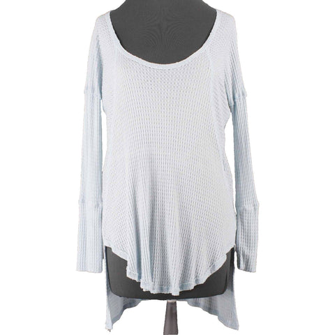 Jolie NEW $30 Sz M Light Blue Soft Waffle Hi Lo Scoop Rayon Blend Knit Top