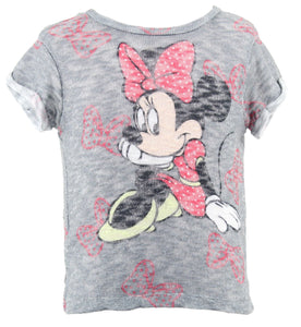 Disney Sz M 7/8 Girls Gray Multi Mini Mouse Poly Rayon Spandex Knit Top