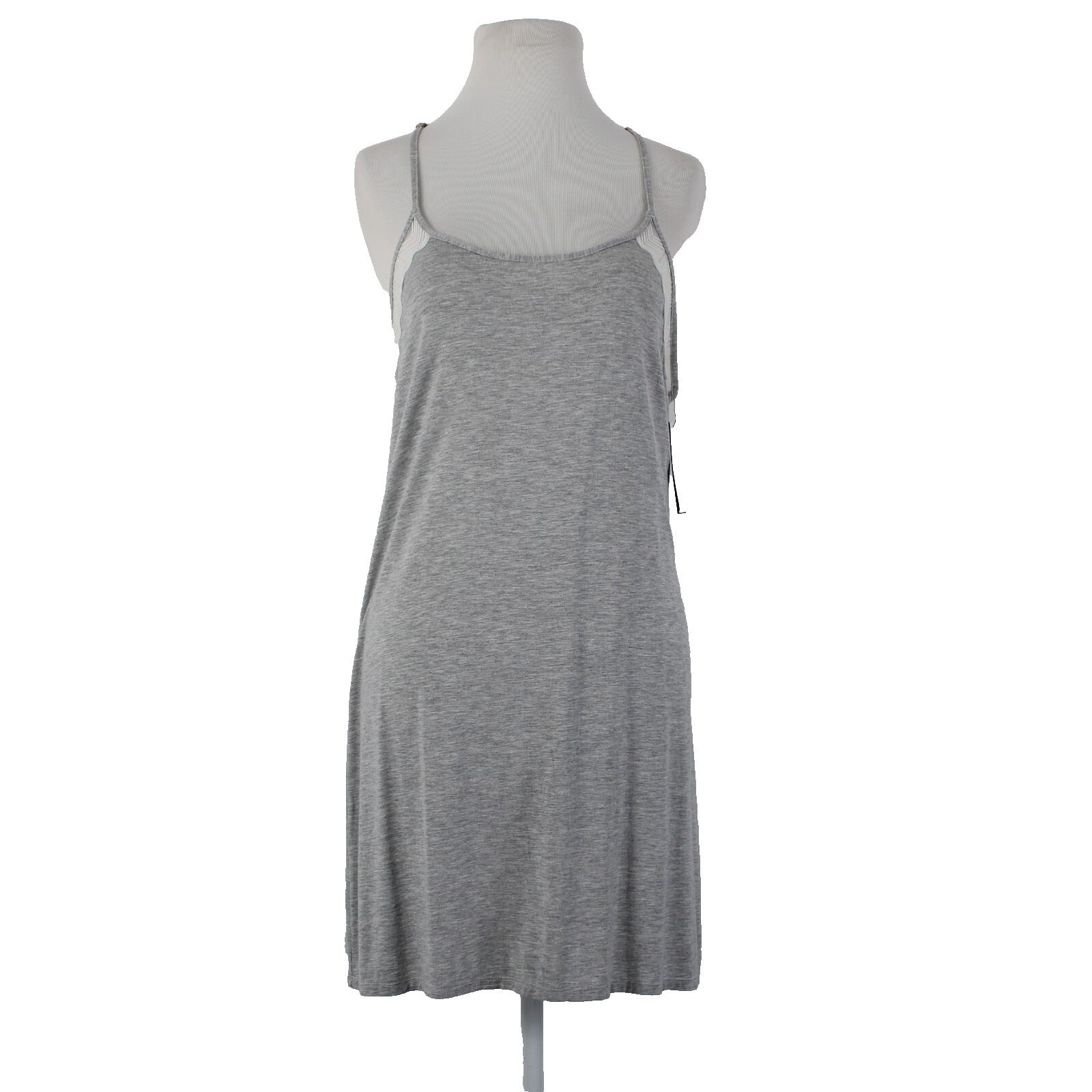 Vince Camuto NEW$48 Stella Chemise Sz L Heather Grey White Rayon Spandex Nightie