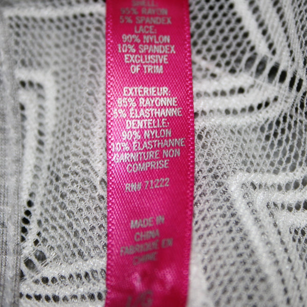 Vince Camuto NEW$48 Stella Chemise Sz L Heather Grey White Rayon Spandex Nightie