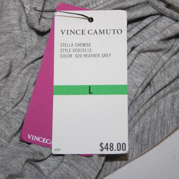 Vince Camuto NEW$48 Stella Chemise Sz L Heather Grey White Rayon Spandex Nightie