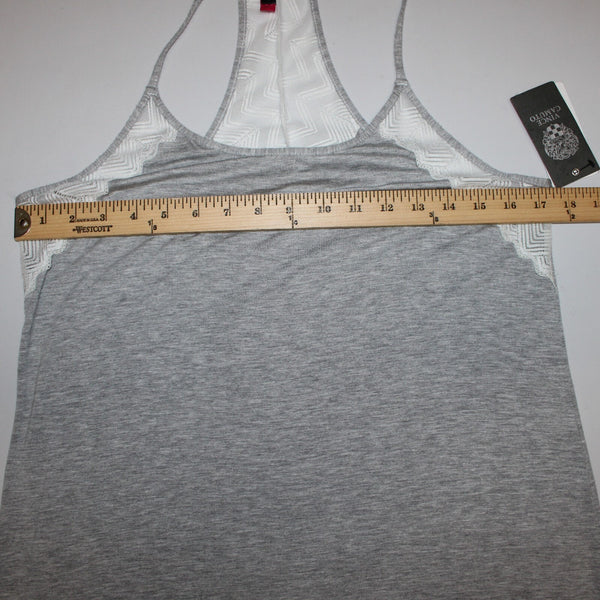 Vince Camuto NEW$48 Stella Chemise Sz L Heather Grey White Rayon Spandex Nightie