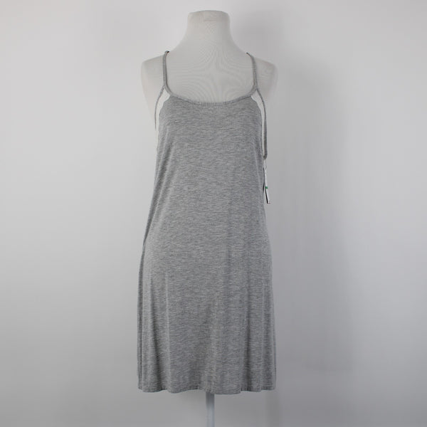 Vince Camuto NEW$48 Stella Chemise Sz L Heather Grey White Rayon Spandex Nightie