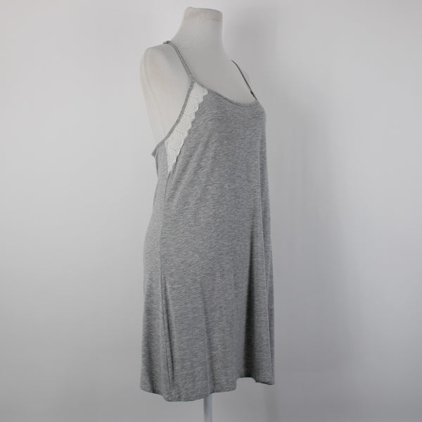 Vince Camuto NEW$48 Stella Chemise Sz L Heather Grey White Rayon Spandex Nightie