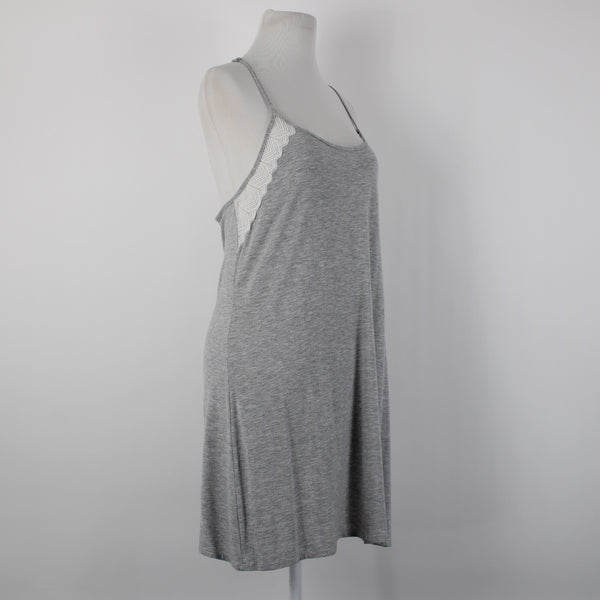 Vince Camuto NEW$48 Stella Chemise Sz L Heather Grey White Rayon Spandex Nightie