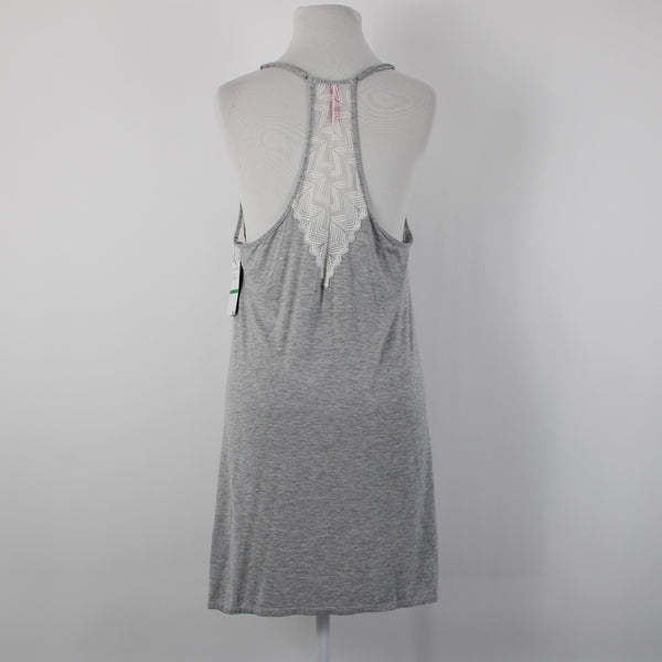 Vince Camuto NEW$48 Stella Chemise Sz L Heather Grey White Rayon Spandex Nightie