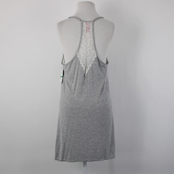 Vince Camuto NEW$48 Stella Chemise Sz L Heather Grey White Rayon Spandex Nightie