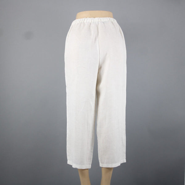 Malcolm Co Sz 6 x 23 White Elastic Waist Wide Leg Linen? Capri Pant
