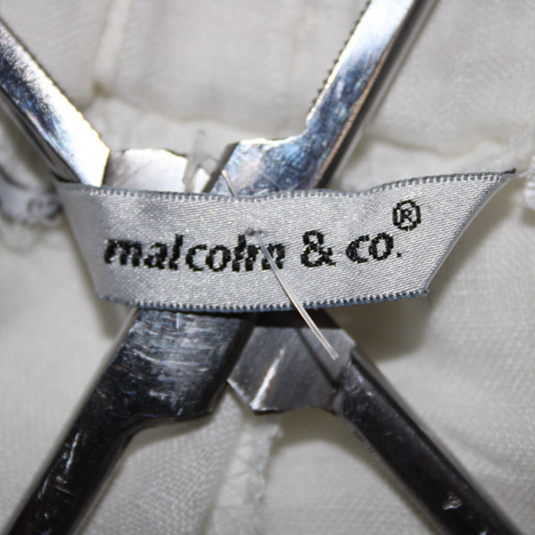Malcolm Co Sz 6 x 23 White Elastic Waist Wide Leg Linen? Capri Pant