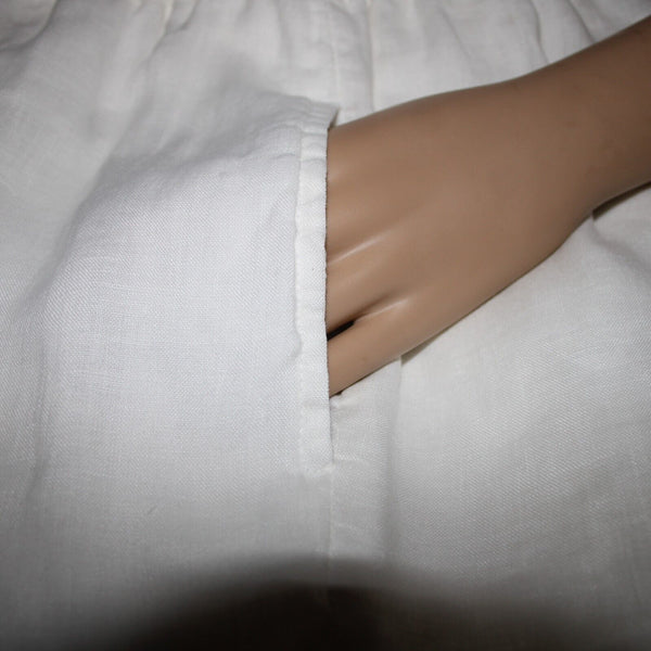 Malcolm Co Sz 6 x 23 White Elastic Waist Wide Leg Linen? Capri Pant