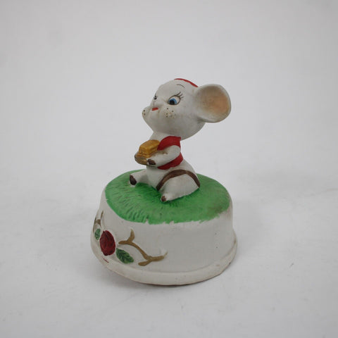 Whimsical Mouse Multi Color Pottery 4.5" Musical Box Figurine