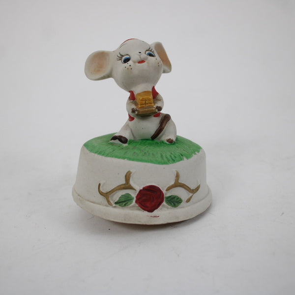 Whimsical Mouse Multi Color Pottery 4.5" Musical Box Figurine