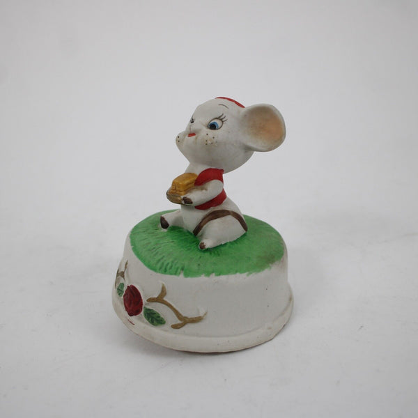 Whimsical Mouse Multi Color Pottery 4.5" Musical Box Figurine