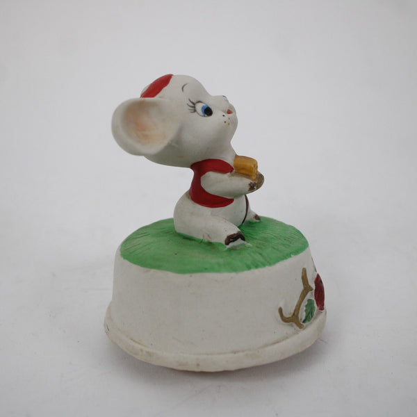 Whimsical Mouse Multi Color Pottery 4.5" Musical Box Figurine