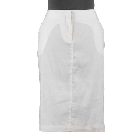 Calvin Klein NEW $66 Sz 10 White Lined Pockets Kick Linen Blend Pleated Skirt