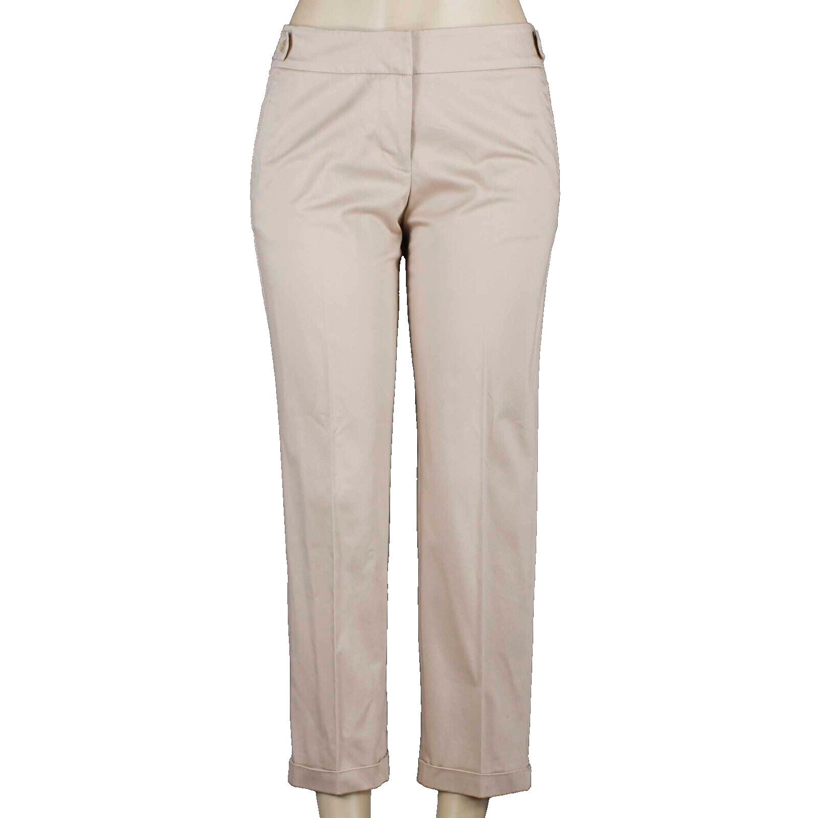 Talbots Signature Sz 2 X 27 Tan Cropped Hook Eye Closure Cotton Spandex Pant