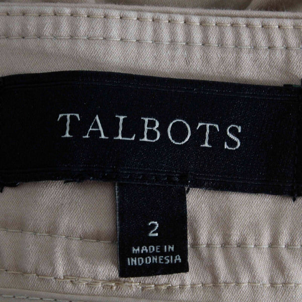 Talbots Signature Sz 2 X 27 Tan Cropped Hook Eye Closure Cotton Spandex Pant