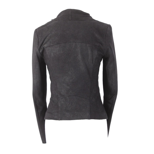 Zara Woman Jacket Sz S Black Collared Zipper Polyester Elastane Moto Jacket
