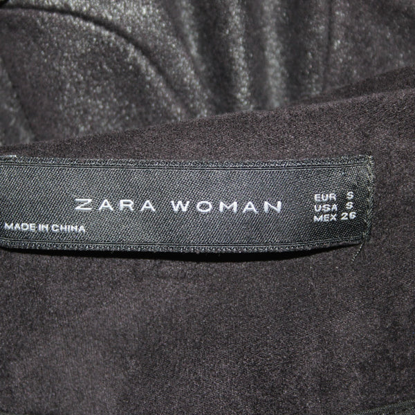 Zara Woman Jacket Sz S Black Collared Zipper Polyester Elastane Moto Jacket