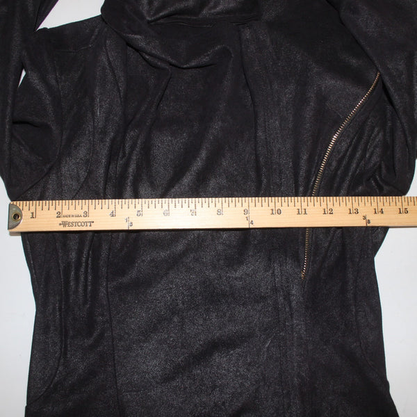 Zara Woman Jacket Sz S Black Collared Zipper Polyester Elastane Moto Jacket