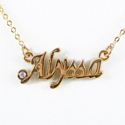 ALYSSA NEW Name Goldtone Rhinestone Accent 14.5" w 4.5" Multi Ring Ext Necklace