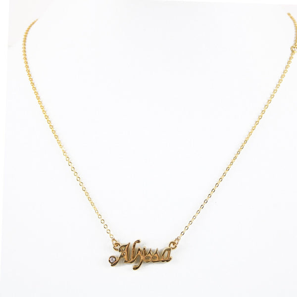 ALYSSA NEW Name Goldtone Rhinestone Accent 14.5" w 4.5" Multi Ring Ext Necklace