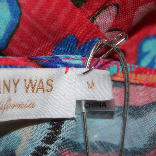 Johnny Was Dress NEW $298 Sz M Red White Multi Color Open Back Pockets Dress