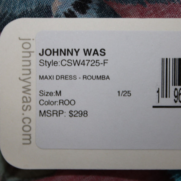 Johnny Was Dress NEW $298 Sz M Red White Multi Color Open Back Pockets Dress