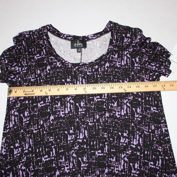 Aline Dress NEW $88 Palm Spring Sz S Black Purple Hawaii Made Rayon Spandex