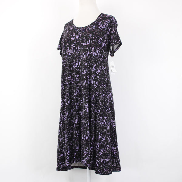 Aline Dress NEW $88 Palm Spring Sz S Black Purple Hawaii Made Rayon Spandex