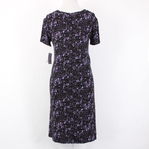 Aline Dress NEW $88 Palm Spring Sz S Black Purple Hawaii Made Rayon Spandex