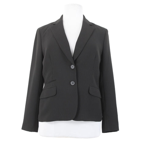 Jones NY Blazer Sz 16 Black Tan Collared Two Button Lined Polyester Suit Jacket