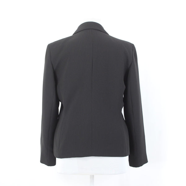 Jones NY Blazer Sz 16 Black Tan Collared Two Button Lined Polyester Suit Jacket