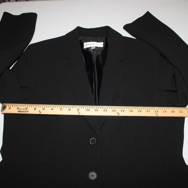 Jones NY Blazer Sz 16 Black Tan Collared Two Button Lined Polyester Suit Jacket