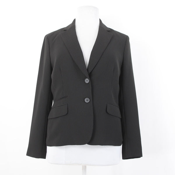 Jones NY Blazer Sz 16 Black Tan Collared Two Button Lined Polyester Suit Jacket
