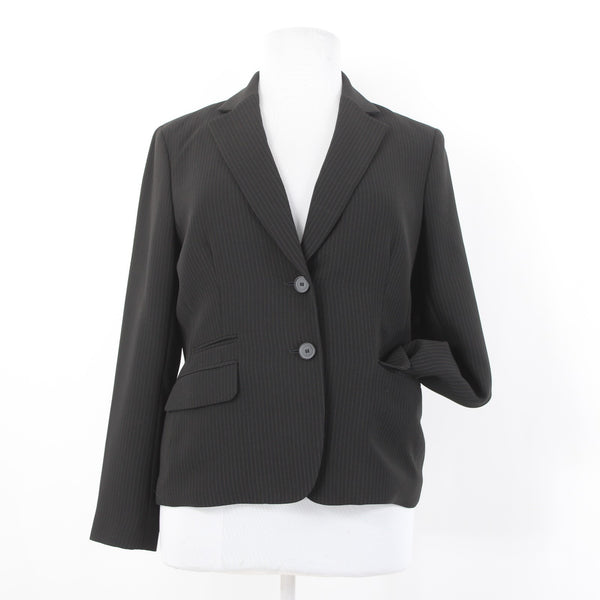 Jones NY Blazer Sz 16 Black Tan Collared Two Button Lined Polyester Suit Jacket