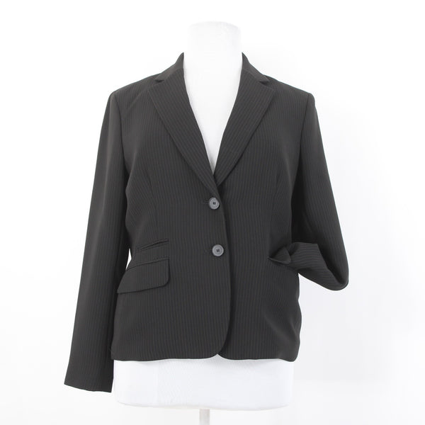 Jones NY Blazer Sz 16 Black Tan Collared Two Button Lined Polyester Suit Jacket