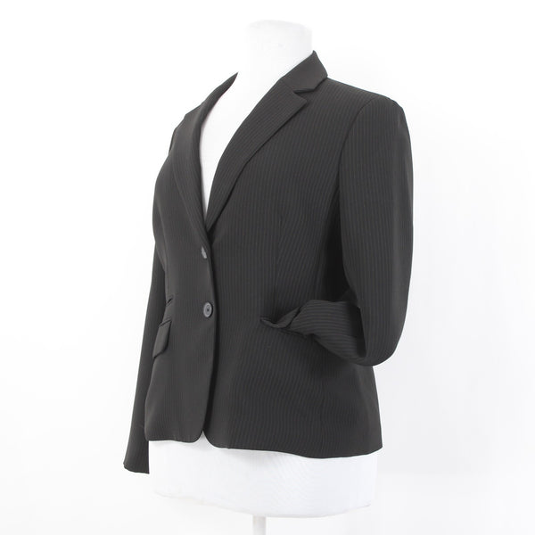 Jones NY Blazer Sz 16 Black Tan Collared Two Button Lined Polyester Suit Jacket