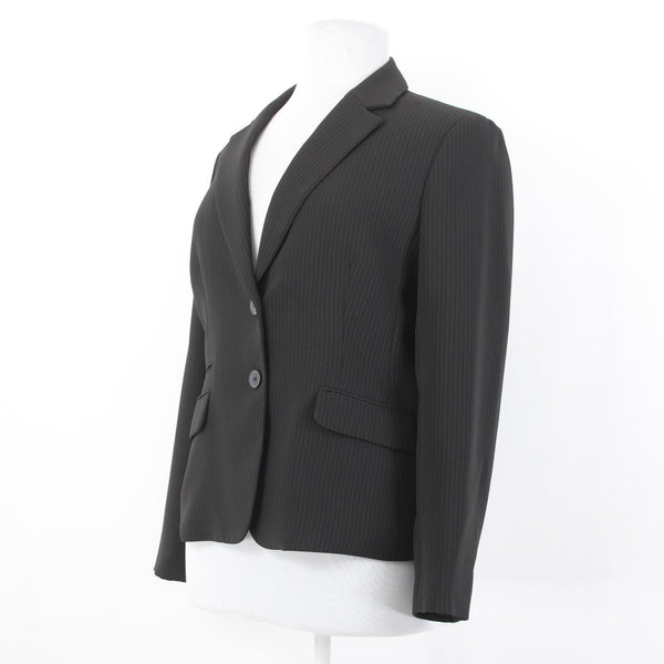 Jones NY Blazer Sz 16 Black Tan Collared Two Button Lined Polyester Suit Jacket