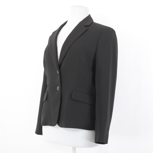 Jones NY Blazer Sz 16 Black Tan Collared Two Button Lined Polyester Suit Jacket