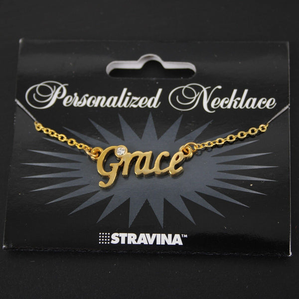 GRACE NEW Goldtone Rhinestone Accent 14.5" w 4.5" Multi Ring Ext Necklace