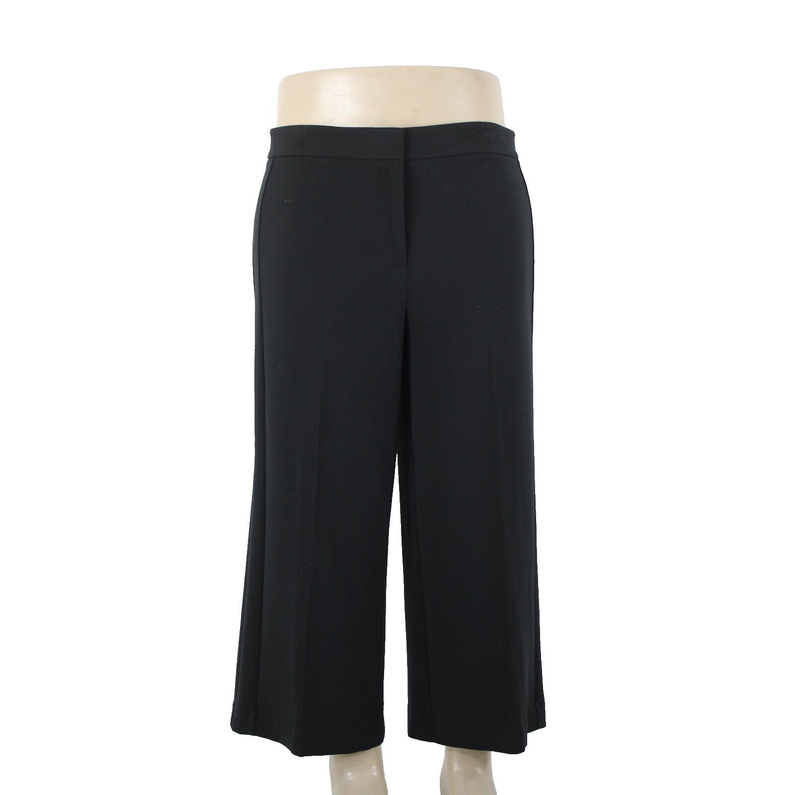 Ann Taylor NEW $90 Sz 14 x 25 Black Wide Leg Crop Polyester Rayon Pant